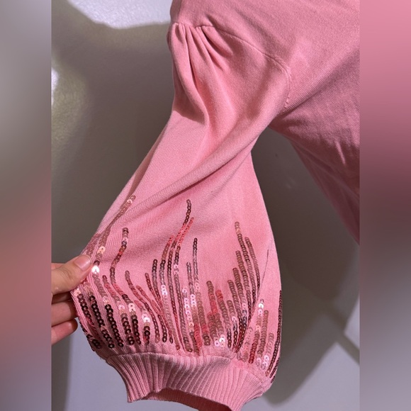 Elegant Pink Cardigan with Sequin Detail - Picture 2 of 7